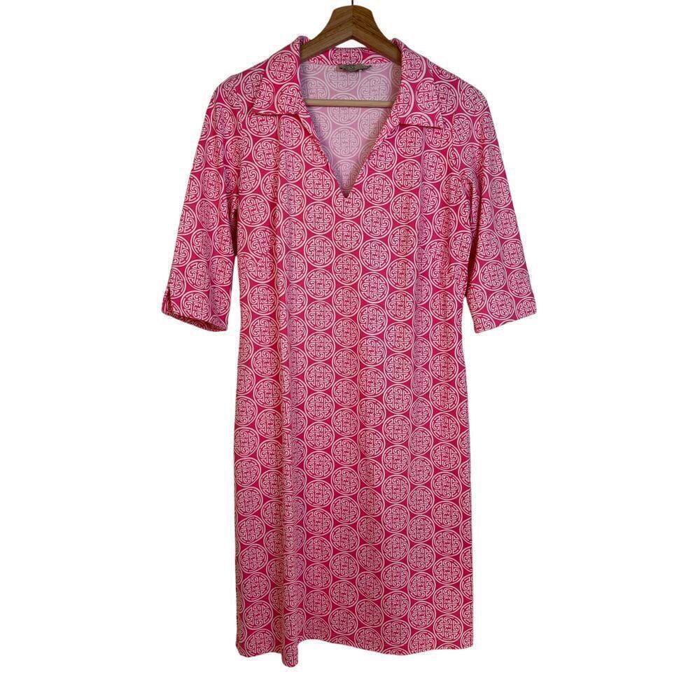 Katherine Way Shift Dress Size Medium Geometric Medallion Motifs Resort Vacation